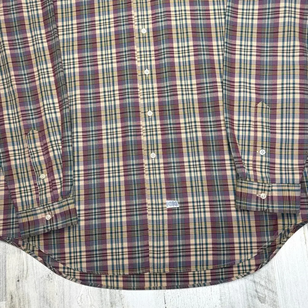 Vintage Polo Ralph Lauren Mens Long Sleeve Button Down Shirt Sz XL Plaid Cotton